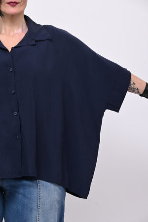 Camicia effetto seta - Blu