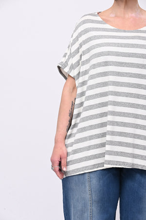 Maglia scatoletta righe - Grigio