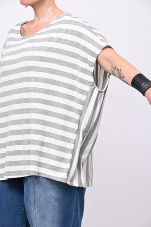 Maglia scatoletta righe - Grigio