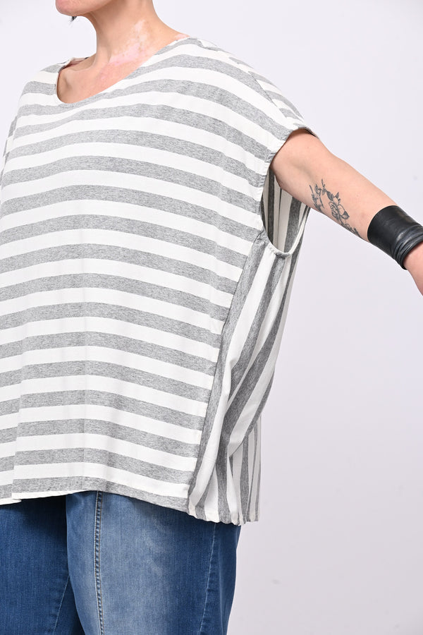 Maglia scatoletta righe - Grigio