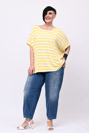 Maglia scatoletta righe - Giallo