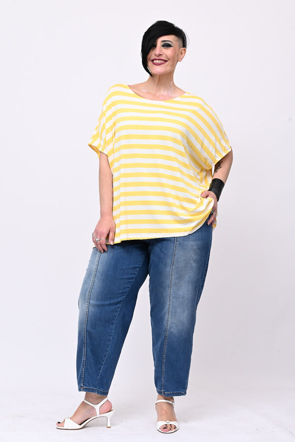 Maglia scatoletta righe - Giallo