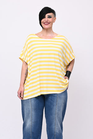 Maglia scatoletta righe - Giallo