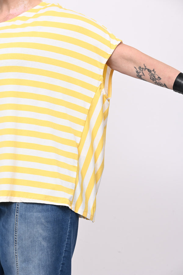 Maglia scatoletta righe - Giallo