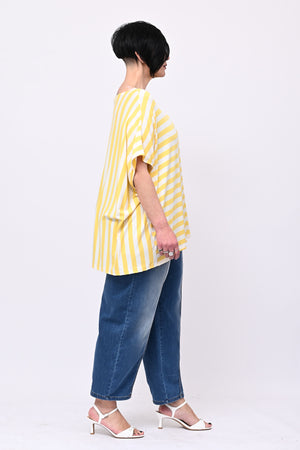 Maglia scatoletta righe - Giallo