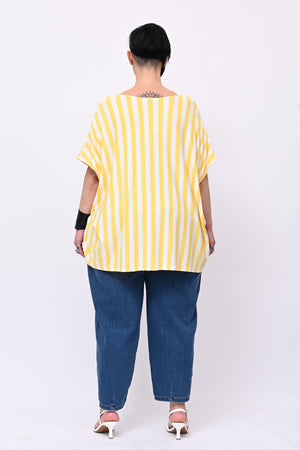 Maglia scatoletta righe - Giallo