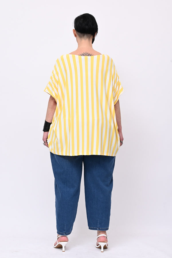 Maglia scatoletta righe - Giallo