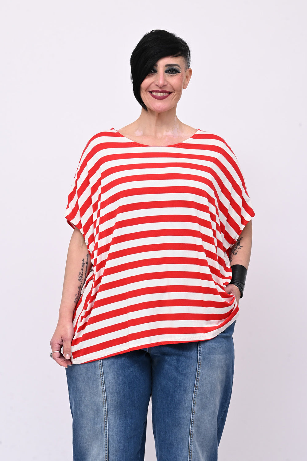 Maglia scatoletta righe - Rosso