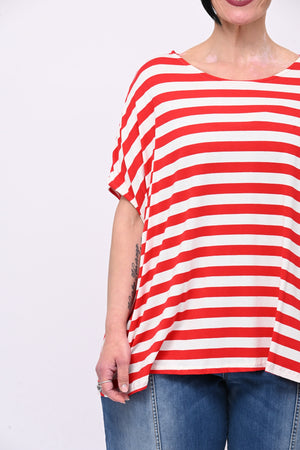 Maglia scatoletta righe - Rosso