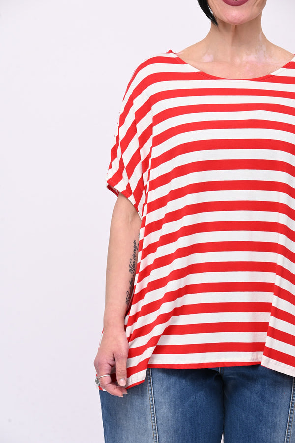 Maglia scatoletta righe - Rosso