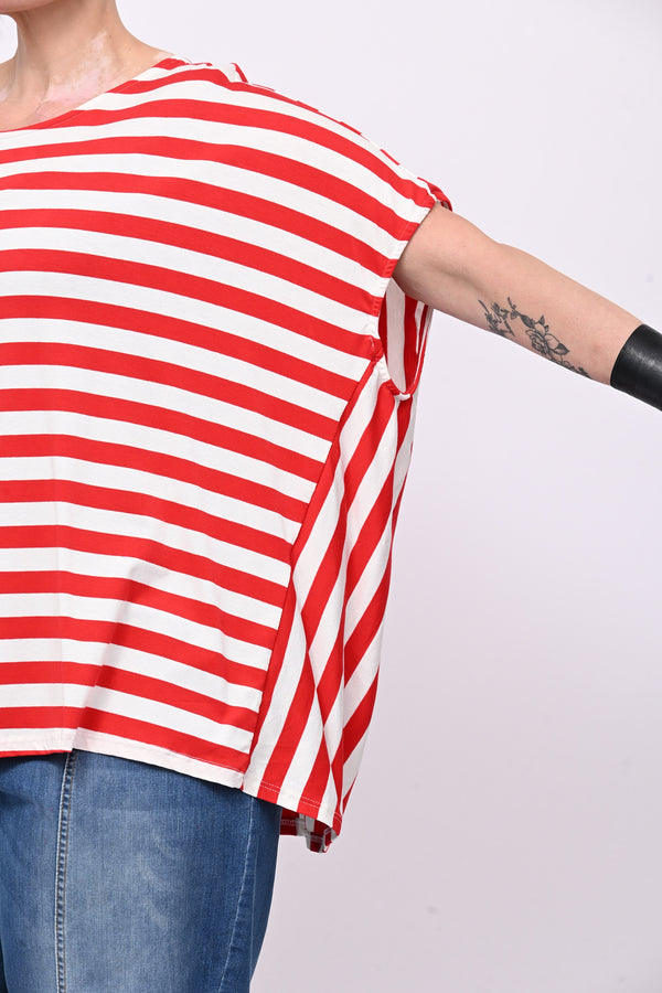 Maglia scatoletta righe - Rosso