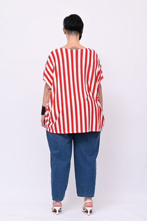 Maglia scatoletta righe - Rosso