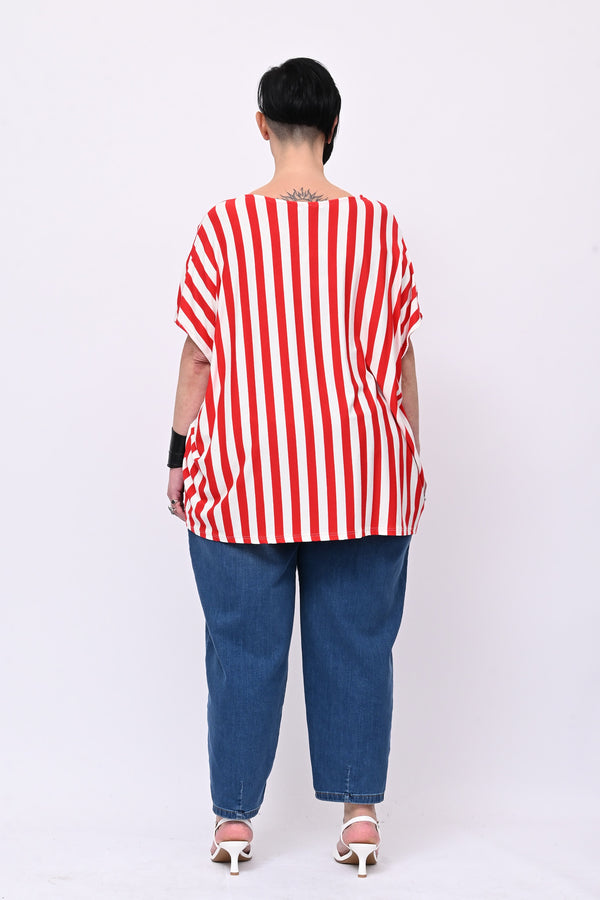 Maglia scatoletta righe - Rosso