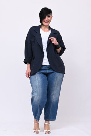 Giacca felpa stondata - Blu