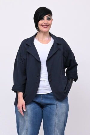 Giacca felpa stondata - Blu