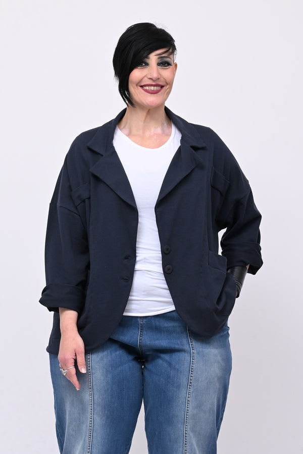 Giacca felpa stondata - Blu