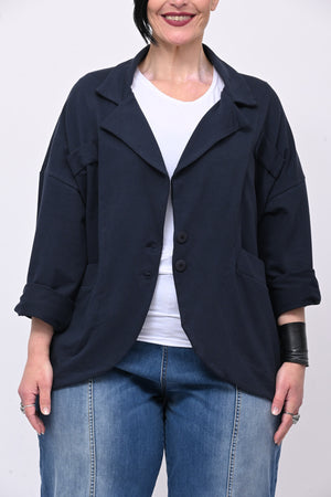 Giacca felpa stondata - Blu