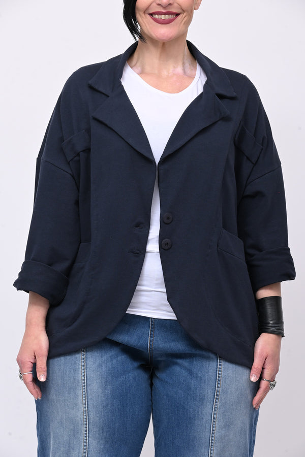 Giacca felpa stondata - Blu