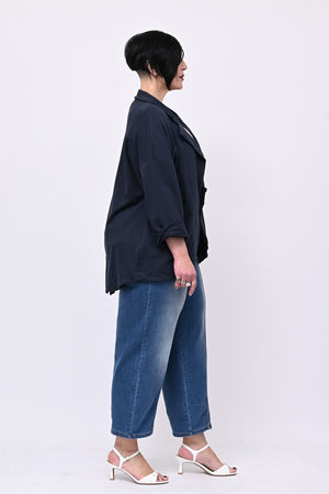 Giacca felpa stondata - Blu