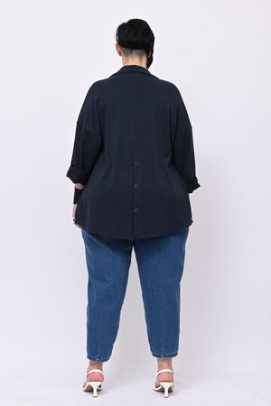 Giacca felpa stondata - Blu