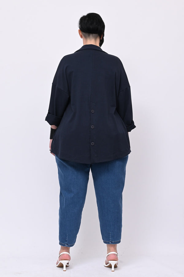 Giacca felpa stondata - Blu