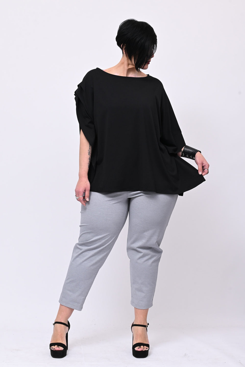 MILANO STITCH ELASTIC TROUSERS - MELANGE GREY