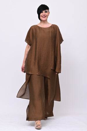 Blusa doppio pannello - Cioccolato