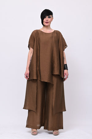 Blusa doppio pannello - Cioccolato