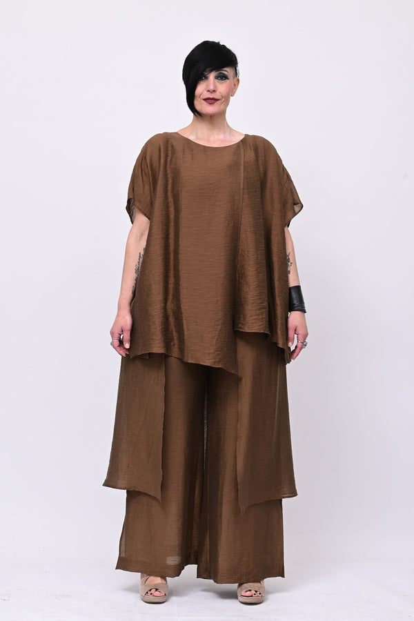 Blusa doppio pannello - Cioccolato