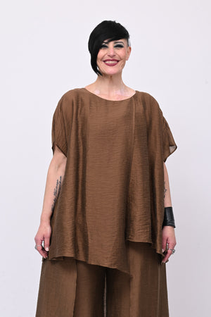 Blusa doppio pannello - Cioccolato