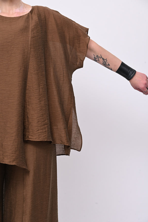 Blusa doppio pannello - Cioccolato