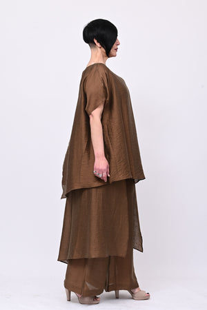Blusa doppio pannello - Cioccolato
