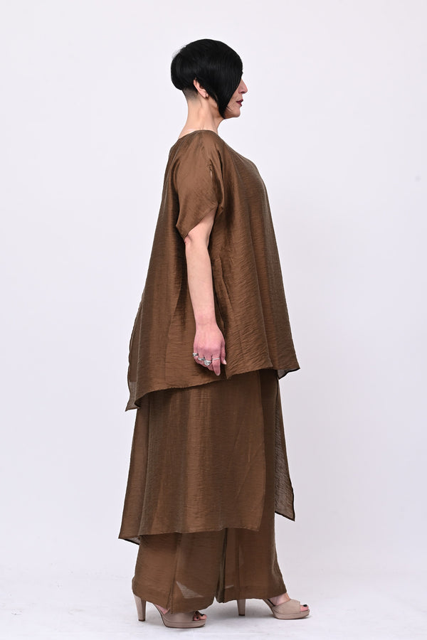 Blusa doppio pannello - Cioccolato