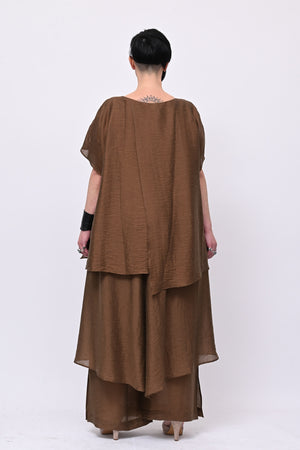 Blusa doppio pannello - Cioccolato