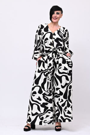 Camicia bottoni nodo - Bianco/Nero