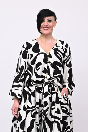 Camicia bottoni nodo - Bianco/Nero