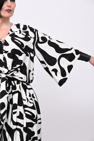 Camicia bottoni nodo - Bianco/Nero