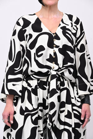 Camicia bottoni nodo - Bianco/Nero