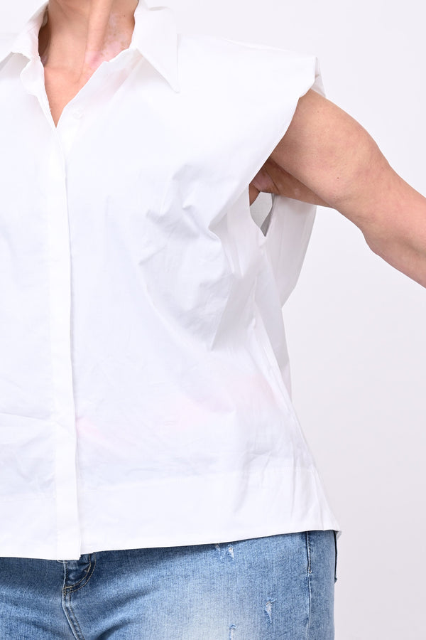 Camicia spalla arricciata - Bianco