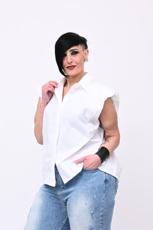 Camicia spalla arricciata - Bianco