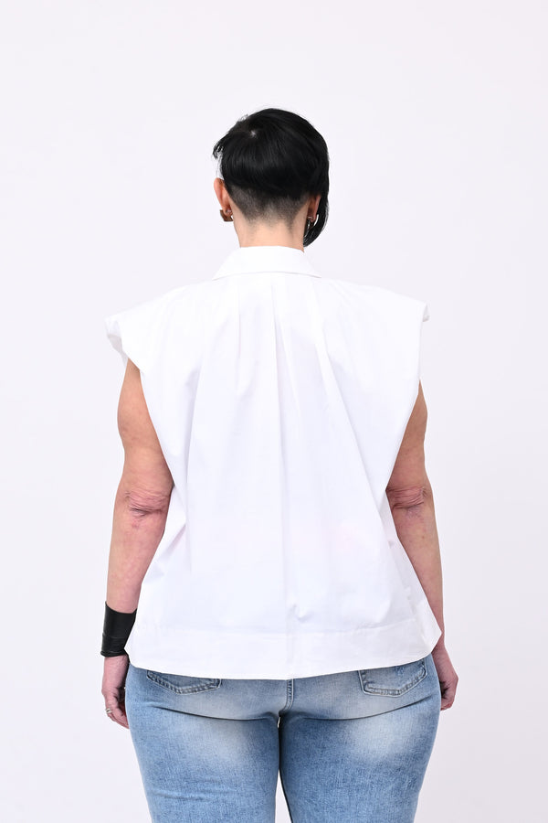 Camicia spalla arricciata - Bianco