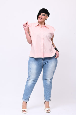 Camicia spalla arricciata - Cipria