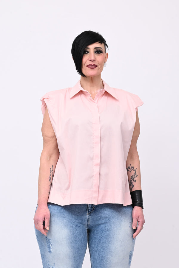 Camicia spalla arricciata - Cipria