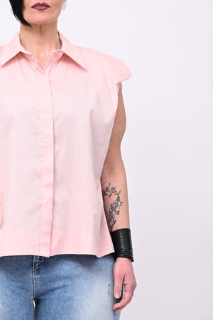 Camicia spalla arricciata - Cipria