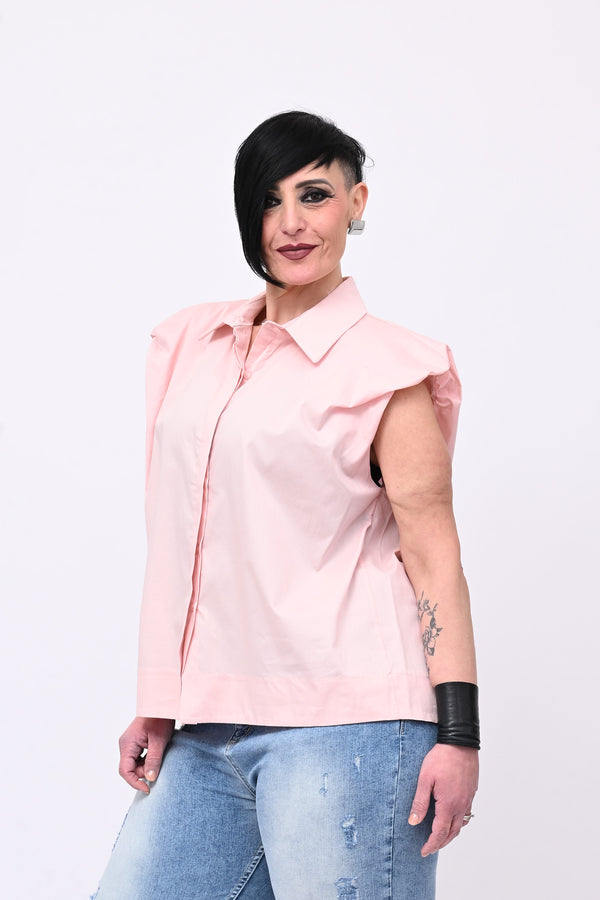 Camicia spalla arricciata - Cipria