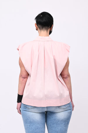 Camicia spalla arricciata - Cipria