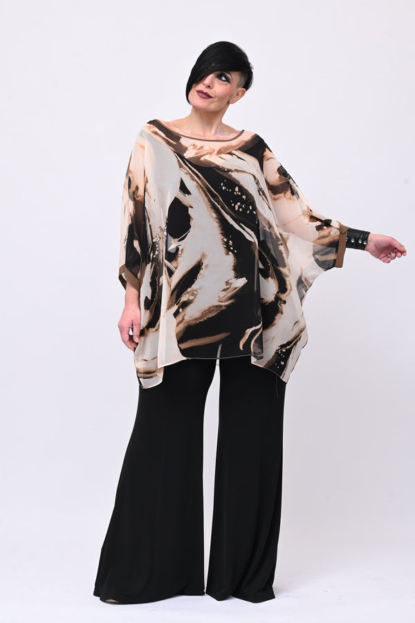 Blusa scatola over fantasia - Moro