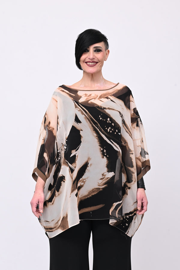 Blusa scatola over fantasia - Moro