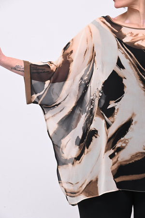 Blusa scatola over fantasia - Moro