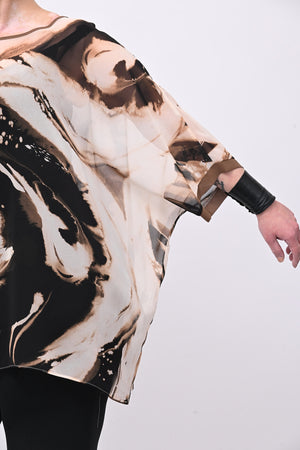Blusa scatola over fantasia - Moro